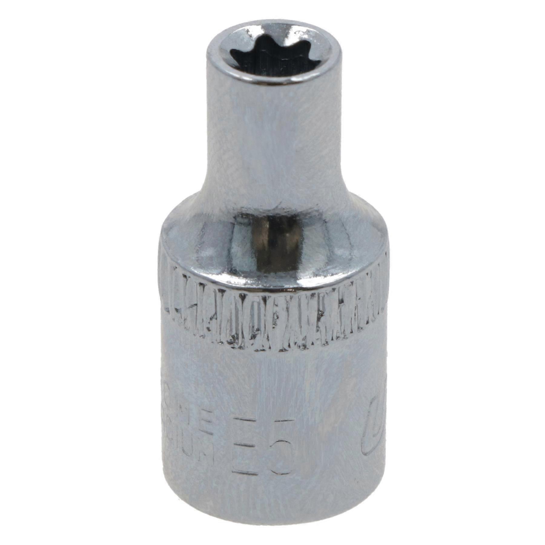 E5 Female Torx Socket Star Bit 1/4" Drive Standard External Chrome Vanadium