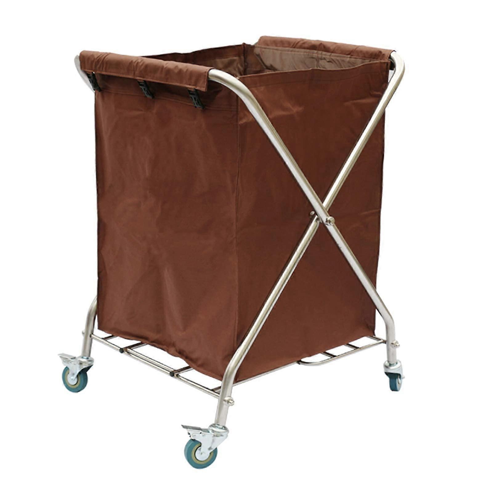 Rolling Laundry Cart with Brake Wheels, Folding Linen Trolley for Hotels, Home Storage and Sorting
