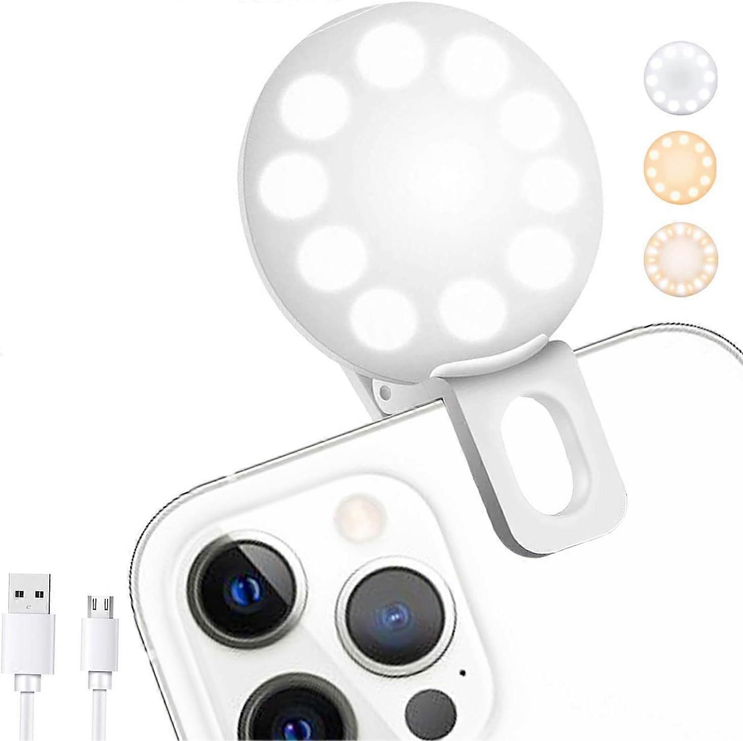 Mini Ring Light, Small Clip On Ring Light, Portable LED Light for Phone, 4 Color Lighting Modes