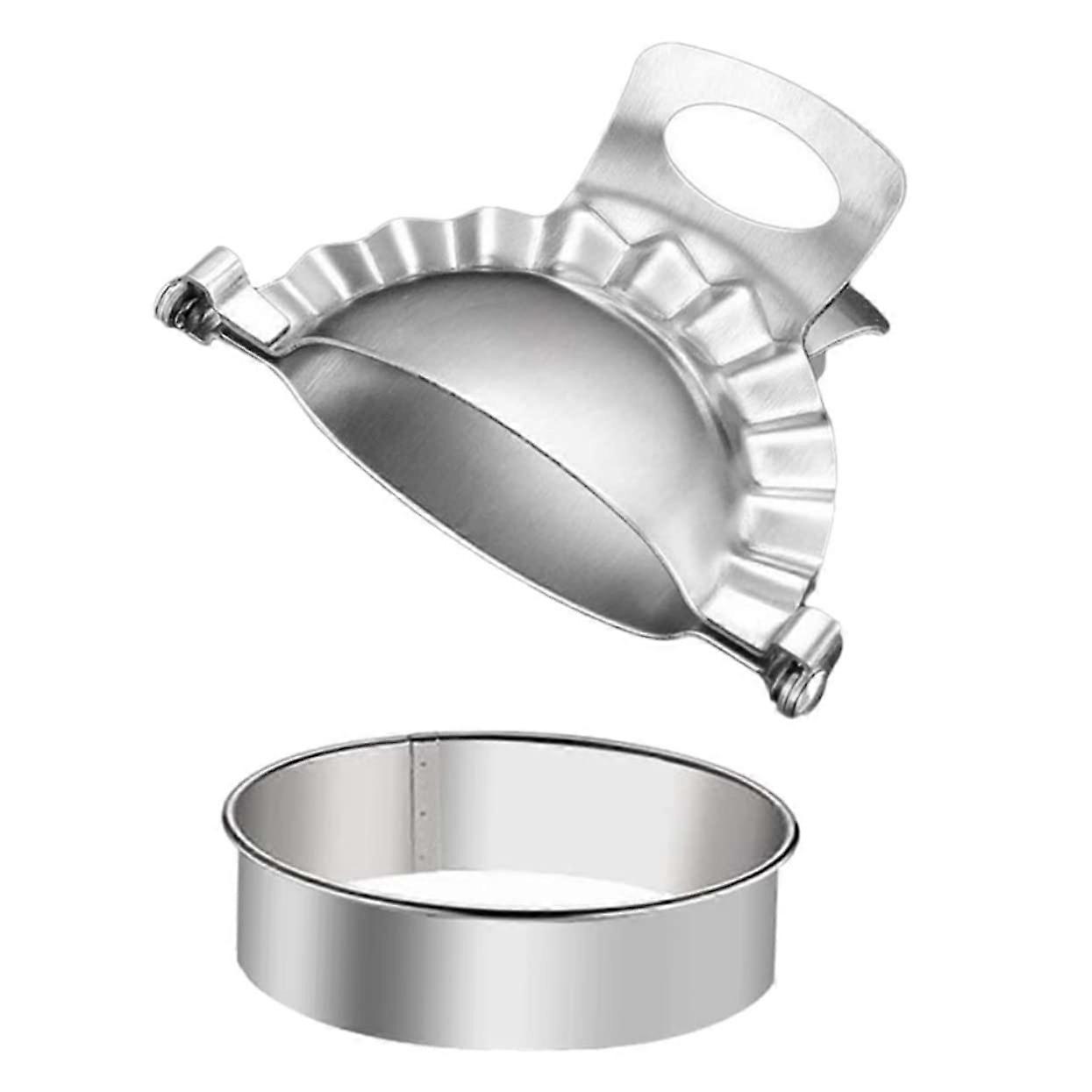 Dumpling Maker Set Stainless Steel 2Piece with Wrapper Cutter and Press for Kitchen Use