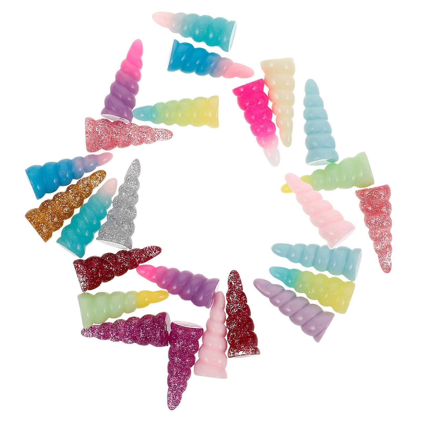 Resin Unicorn Horns Spiral Craft Accessories for DIY Projects 25Pcs