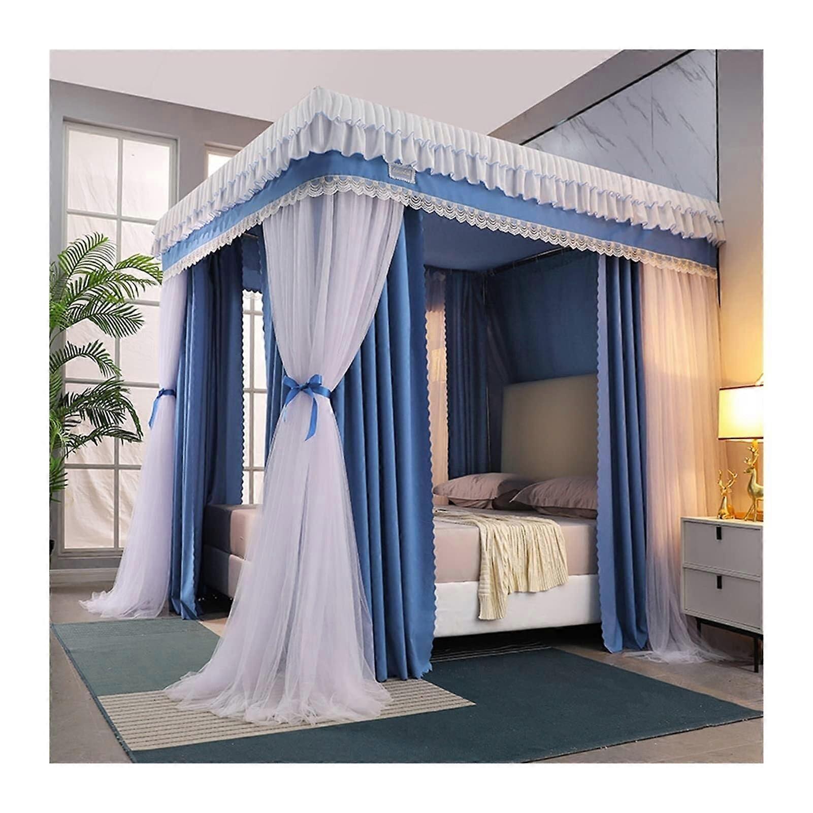 Bed Canopy Mosquito Net with 360° Full Enclosure, Elegant DoubleLayer Lace for King Size Bed