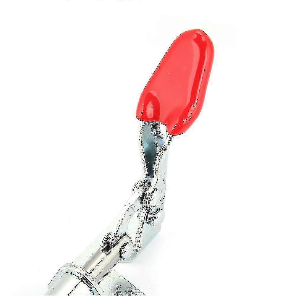 Two galvanized iron quick-locking push-pull vertical toggle clamps