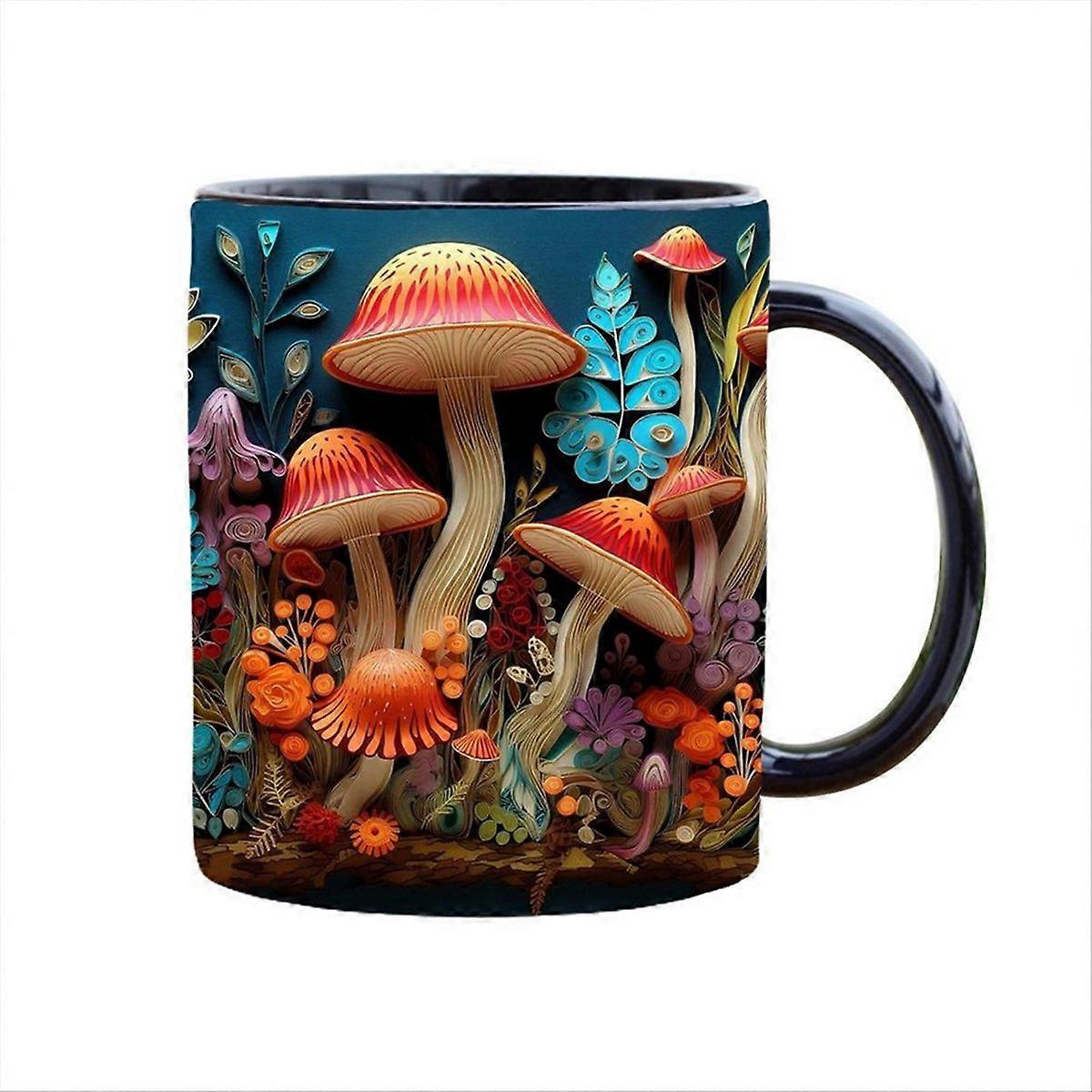 3D Magic Mushrooms Mug 3D Fun Space Design Mug for Home Office Dorm-C