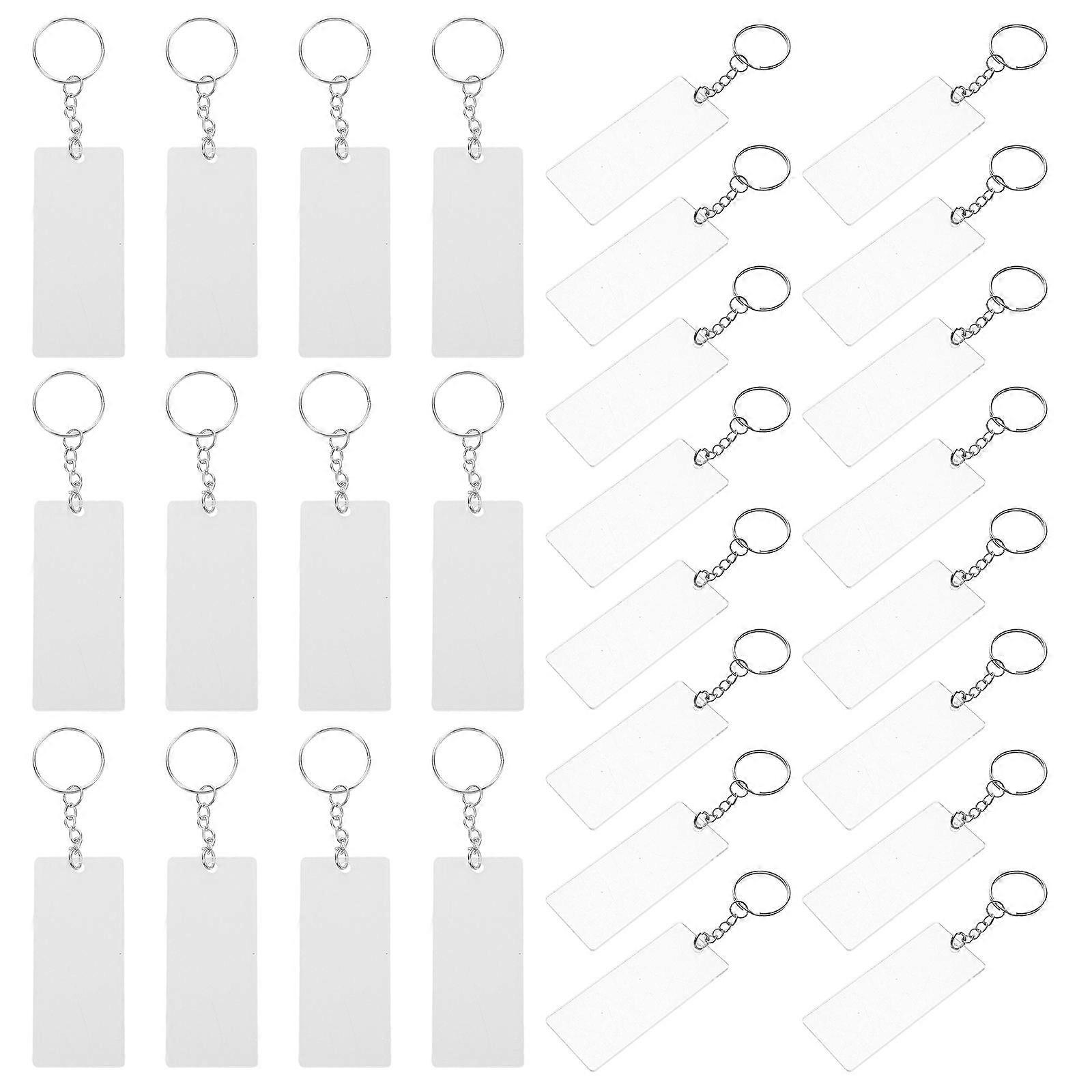 Transparent Acrylic Keychain Blanks for Hanging with 20Pcs Clear Rectangle