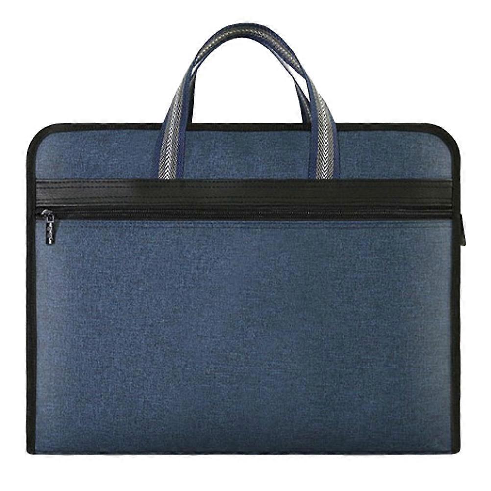 Blue Zipper Document Case for Small File Storage Canvas