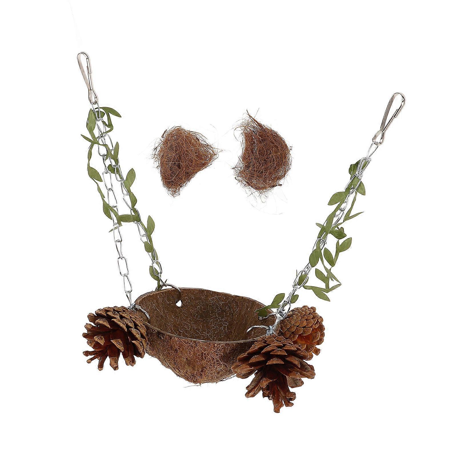 Coconuts Shell Nest Bird Cage Hanging Bed for Parrot Natural Toy