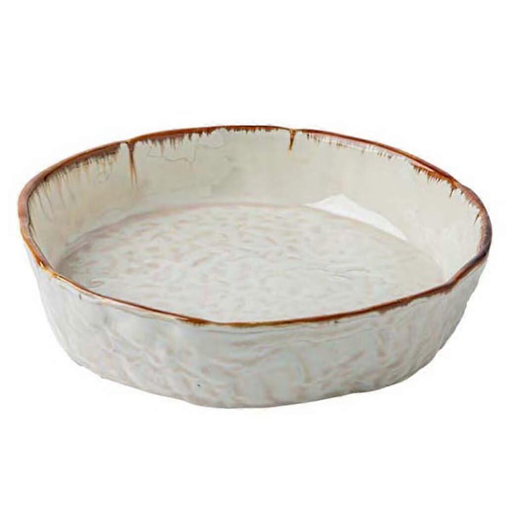 8 Inch Ceramic Serving Bowl with Irregular Wave Texture, 870ml Large Capacity Soup Plate