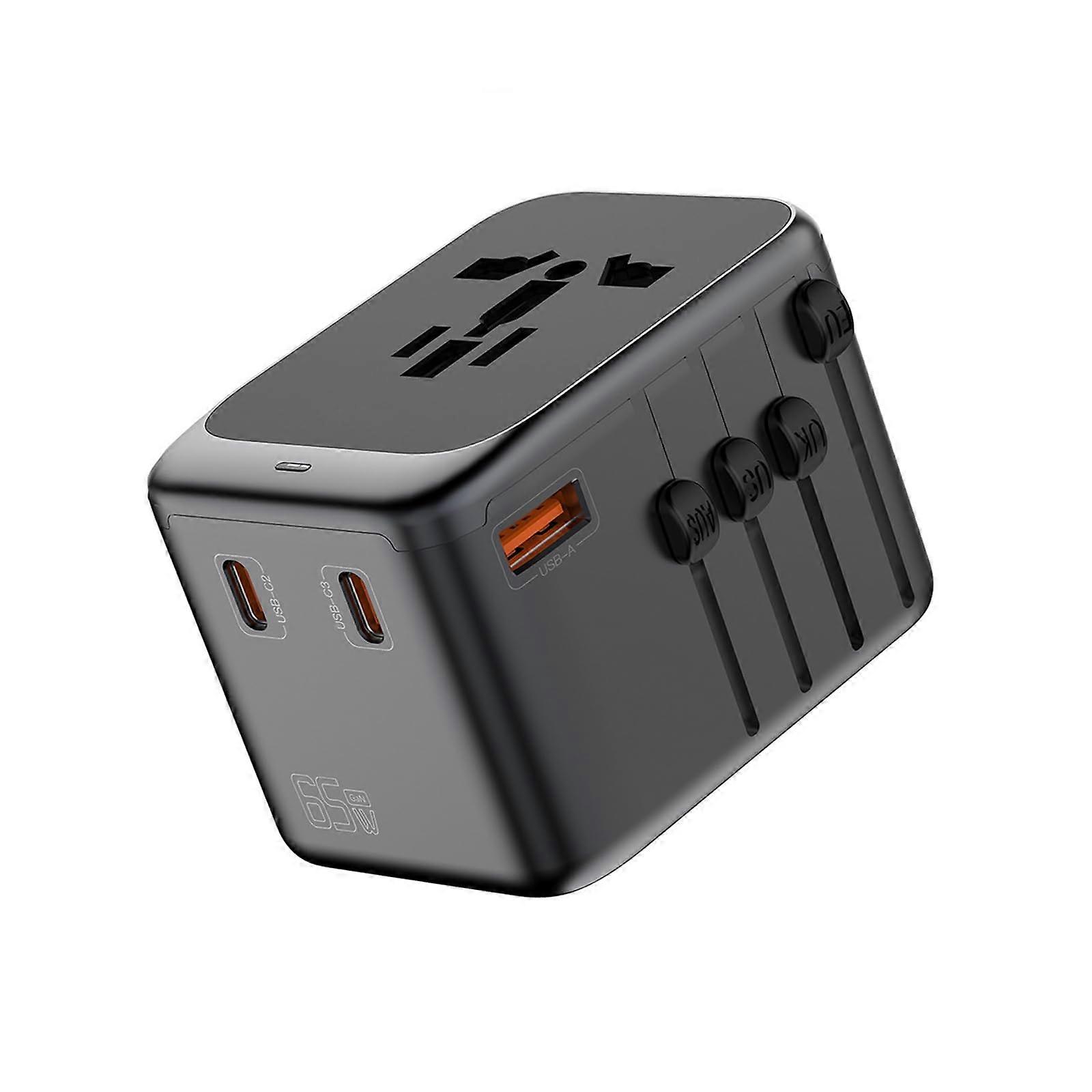 Universal Travel Adapter with PD 65W Fast Charging, All in One GaN Worldwide Plug for USA EU UK AUS