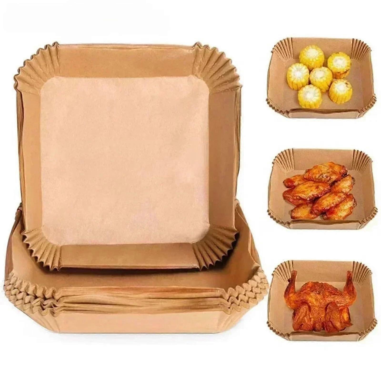 100PCS 8 Inch Square Air Fryer Liners, Unbleached NonStick Parchment Paper, Heat Resistant 428°F Fits 58 Qt