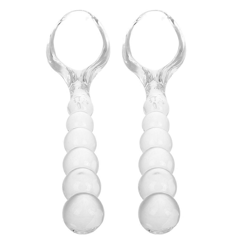 2Pcs Creative Glass Tea Fork for Stirring and Serving Transparent Style