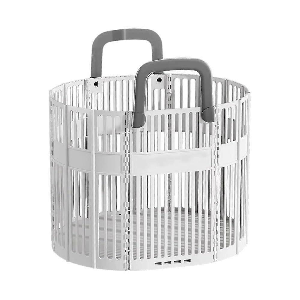 Foldable Laundry Basket with Handles, Large Capacity Breathable Mesh Clothes Hamper White
