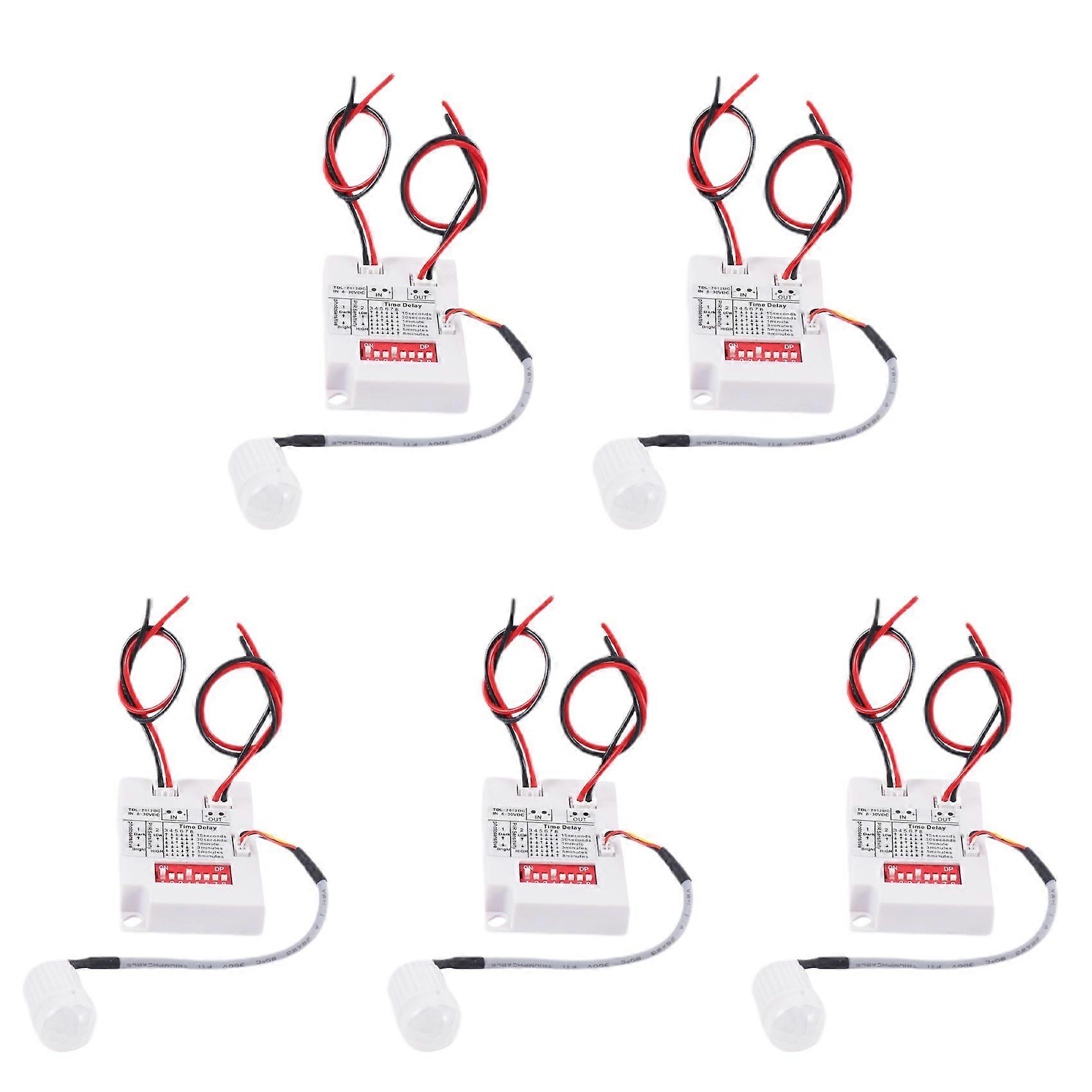 5X 12V 24V PIR Motion Sensor Switch IR Infrared Human Induction Time Delay Relay Switch Corridor LED Light Timer Switch