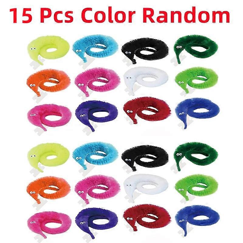 15Pcs Fun Worm Magic Props Toys for Children Kids Beginners Wiggly Twisty Worm with Invisible String Party Games Trick Toys