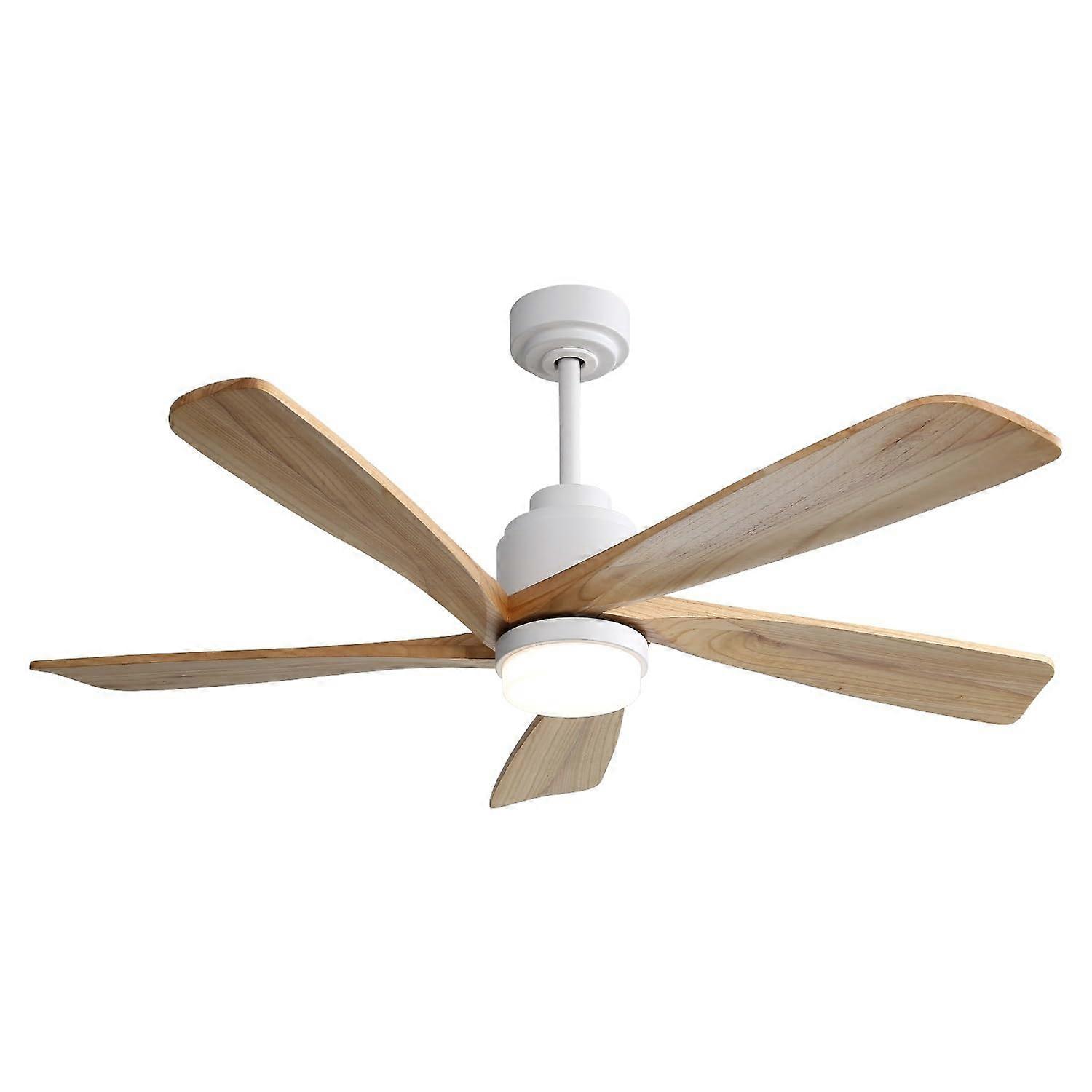 52 Inch Indoor Ceiling Fan with Remote, Dimmable LED Light, Solid Wood Blades, Smart App Control