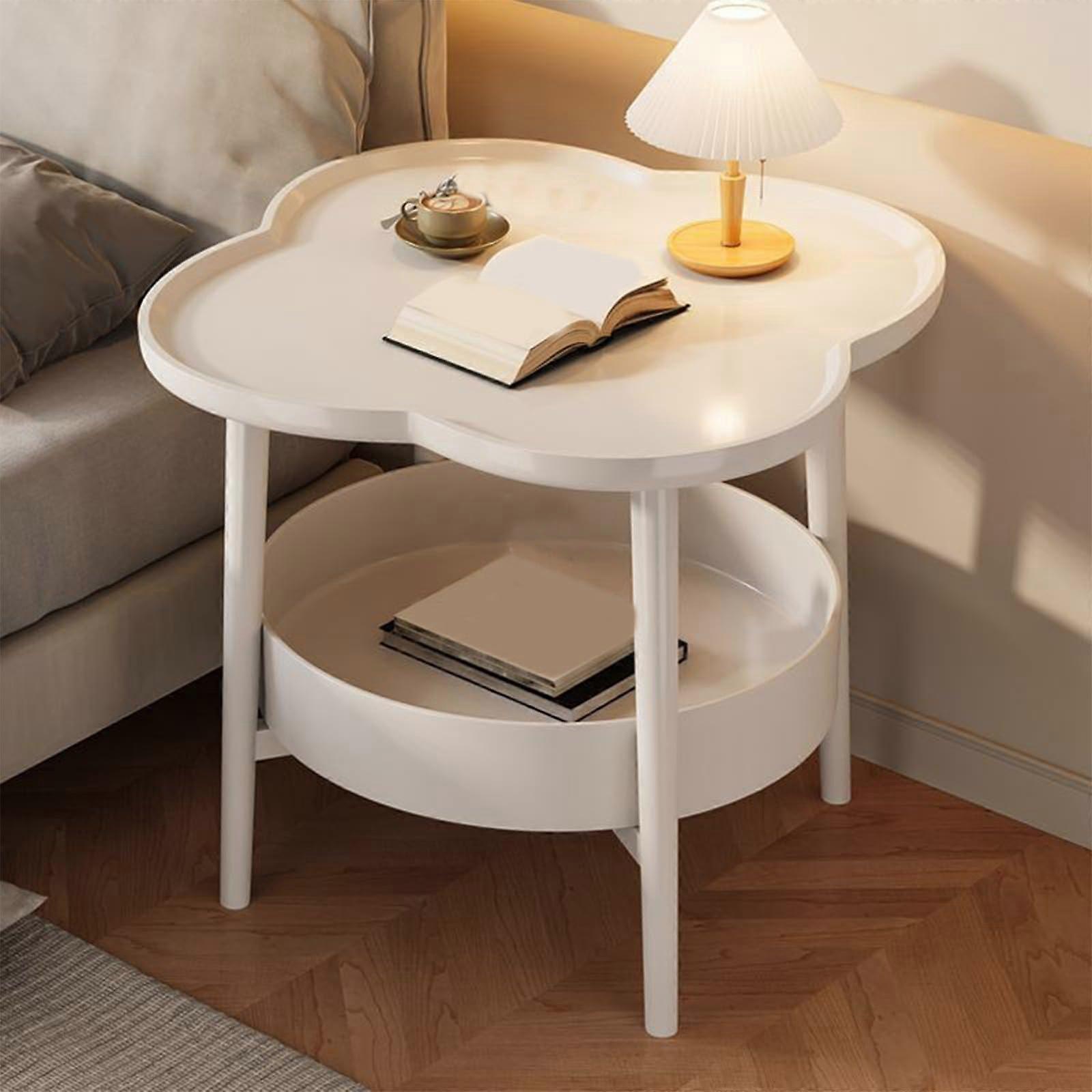 Modern White Bedside Table for Small Spaces, Lightweight Nightstand with Tool Assembly