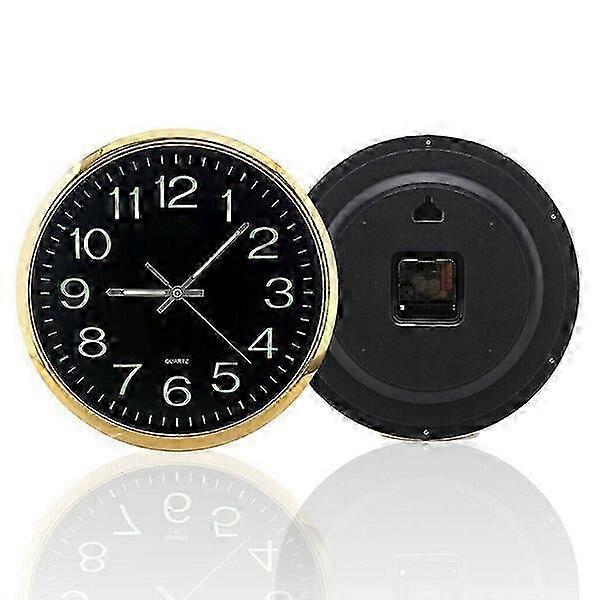 30cm Diameter Golden Circular Wall Clock, Luminous, Easy To Read And Quiet