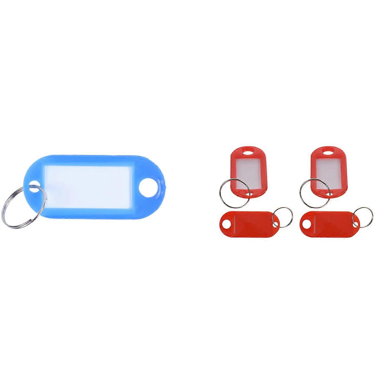 20 Pcs Key ID Label Tags Split Ring Keyring Keychain Blue & 20 Pcs Key ID Label Tags Split Ring Keyring Keychain (Red).