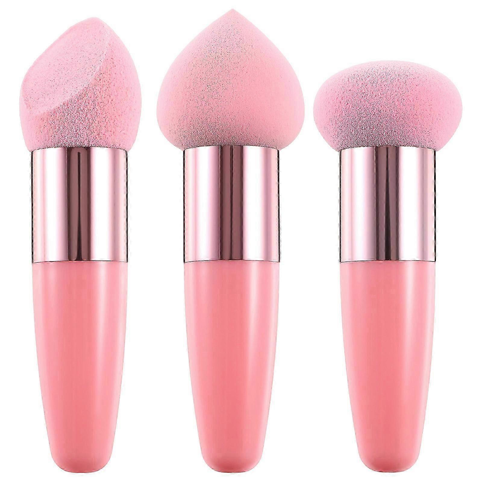 Handled makeup sponge, provides effortless blending experience, fits any cosmetic kit