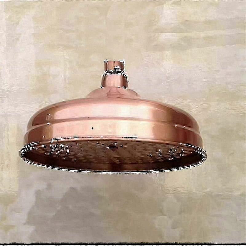 8" High-Pressure Rain Shower Head, Adjustable Angle, Fixed Copper Design, Gold Finish