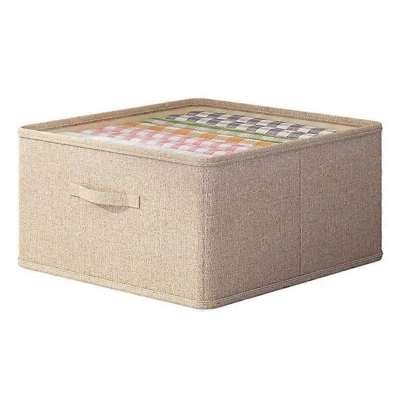 30L Imitation Linen Storage Box Washable Foldable Wardrobe Organizer
