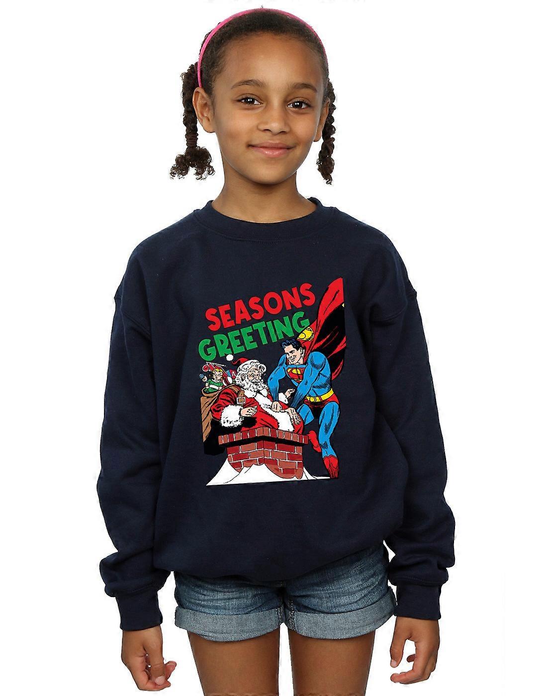 DC Comics Girls Superman Santa Comic Sweatshirt