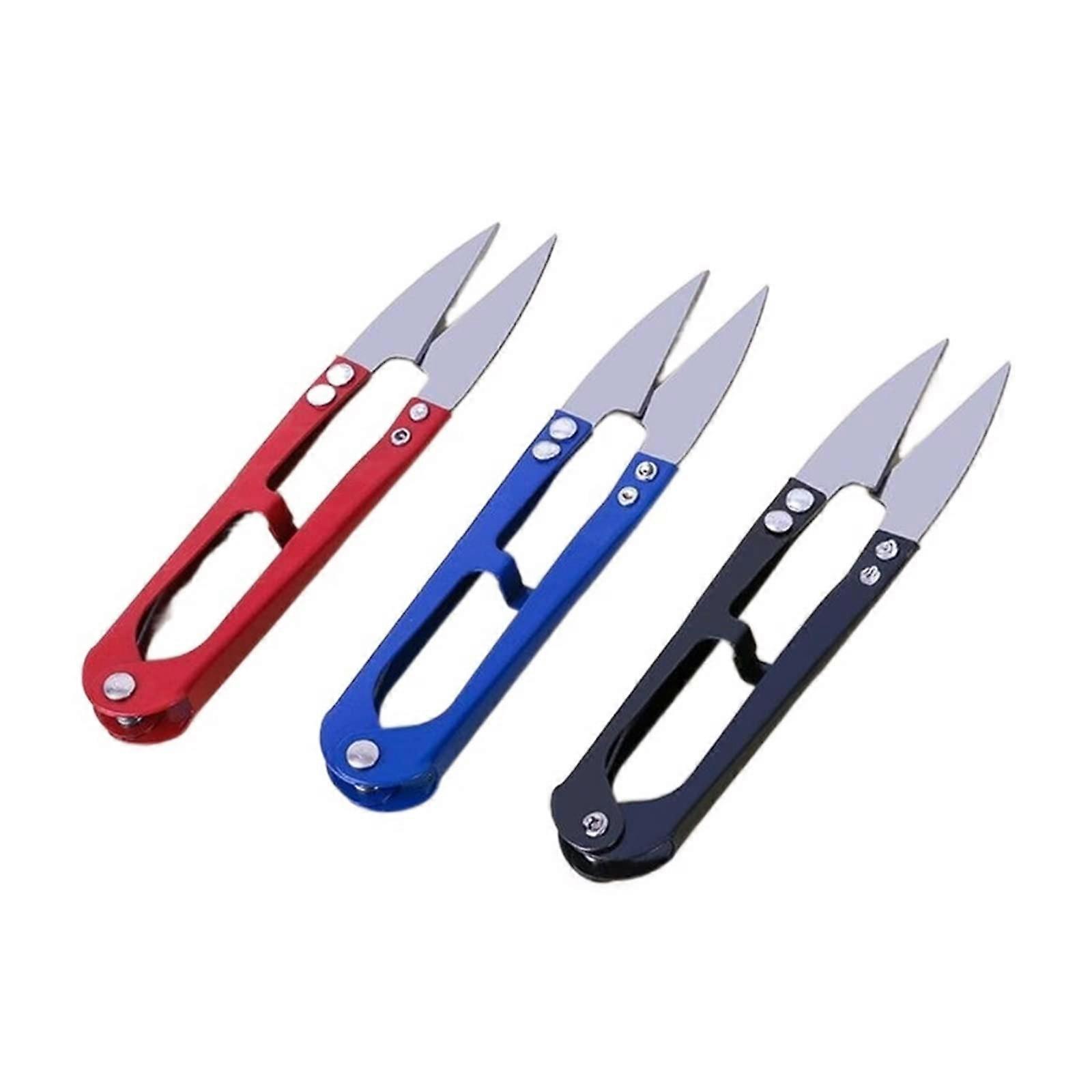 3Pcs UShape Sewing Scissors with Sharp Stainless Steel Blades Thread Cutter Yarn Snips Mixed Color