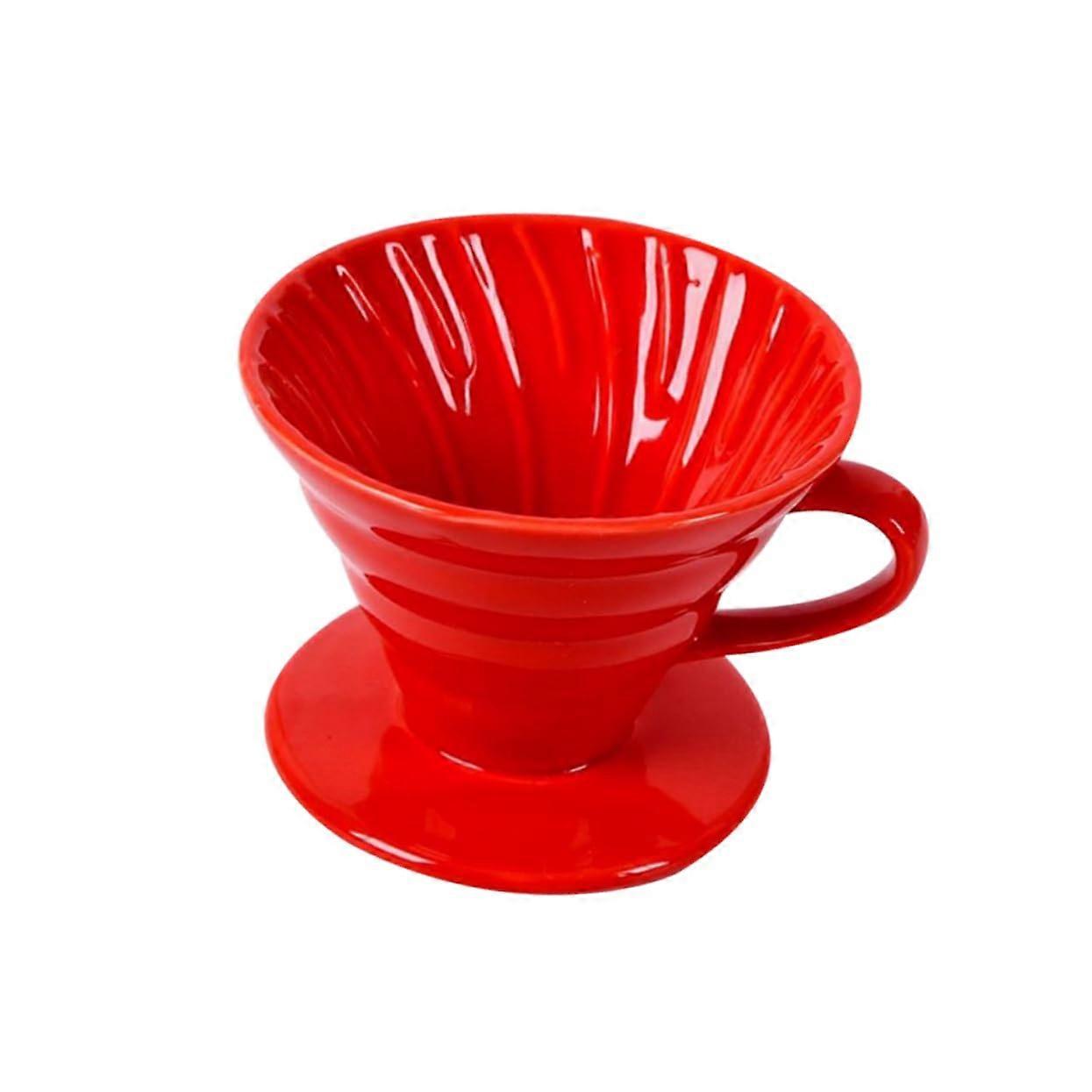 Reusable Coffee Filter Cup Handmade Rustproof Ceramic with Precision Pour Spout, Red Gift Idea