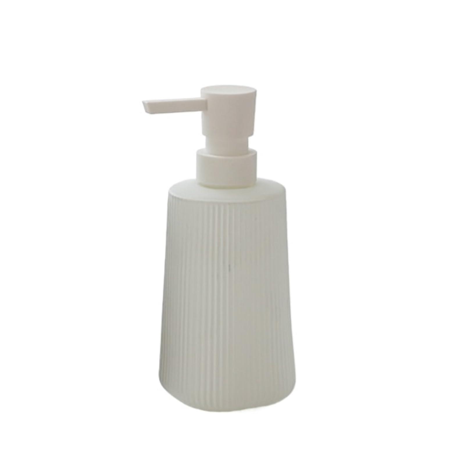 White Ceramic Soap Dispenser with Pump Refillable Bathroom Bottle 7.3x17.2cm Stable Base