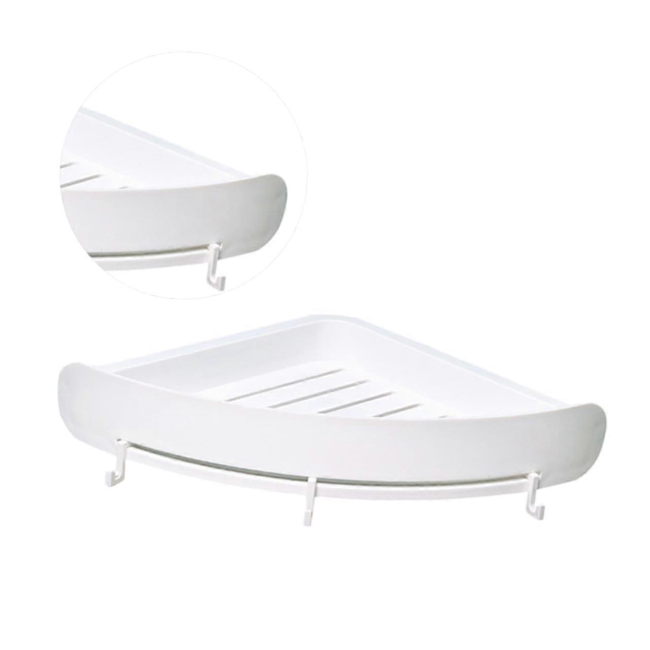 Bathroom Corner Shelf Wall Mounted with Strong Suction Grip, Punch  Triangle Organizer, White
