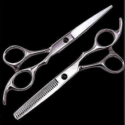 Tesoura profissional japonesa de 15 cm (6 polegadas) para corte e desbaste de cabelo com cabo ergonômico, cor preta.
