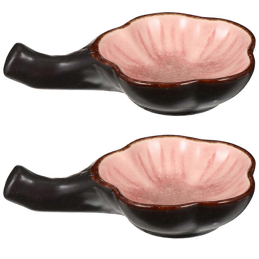 Ceramic Ink Dish Brush Supplies Elegant Shape Pink 2Pcs