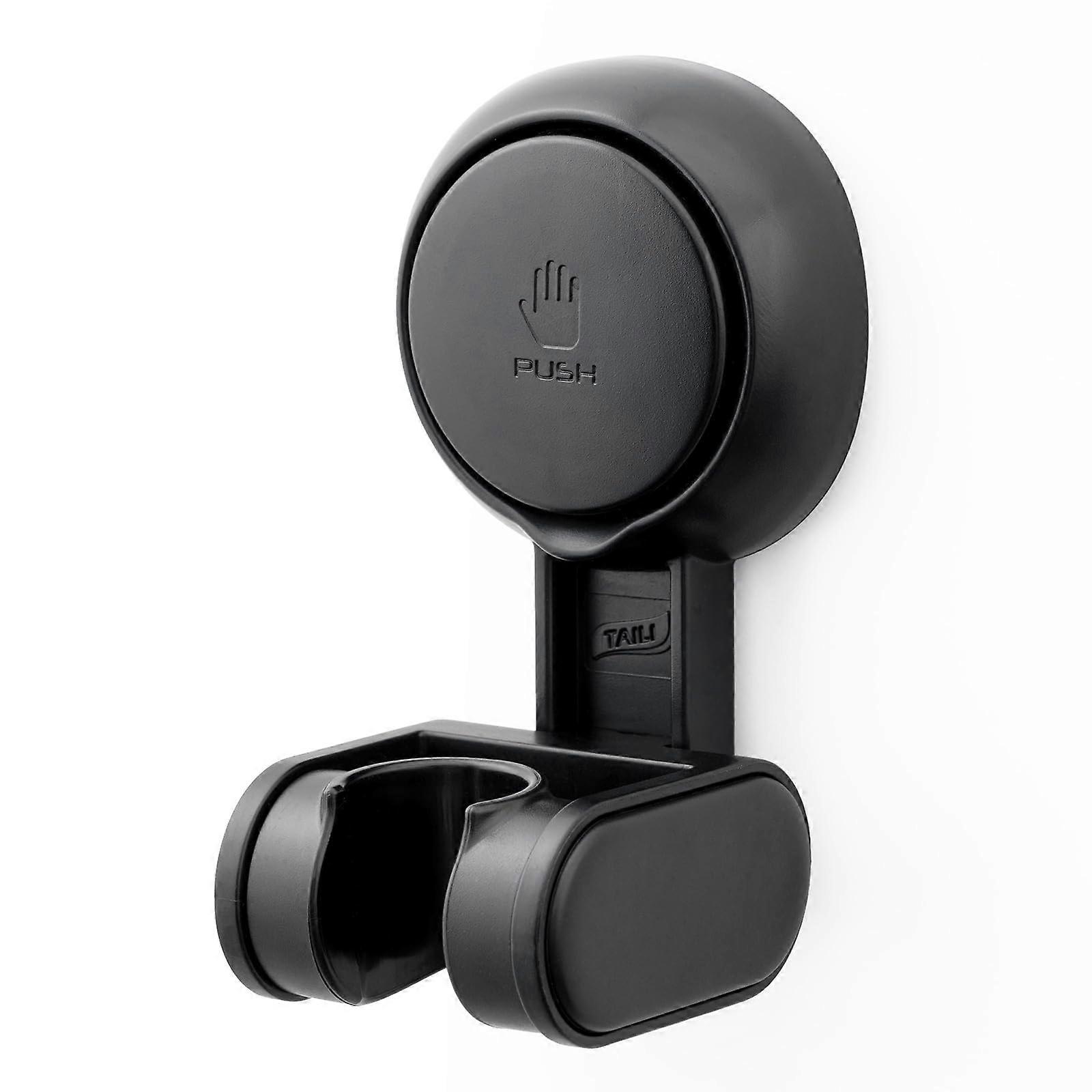 Shower Head Holder with Adjustable Height and Angle, No Drilling Removable Suction Cup, Black
