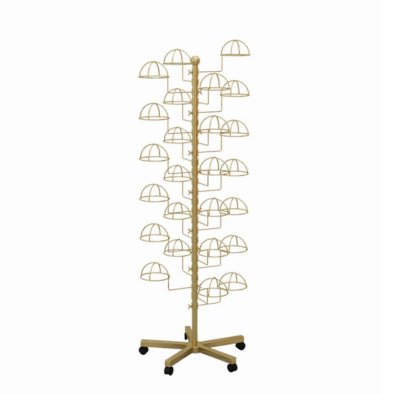 Hat Rack Stand Gold Metal 25 Hooks Large Capacity Store Display Organizer Adjustable Layout