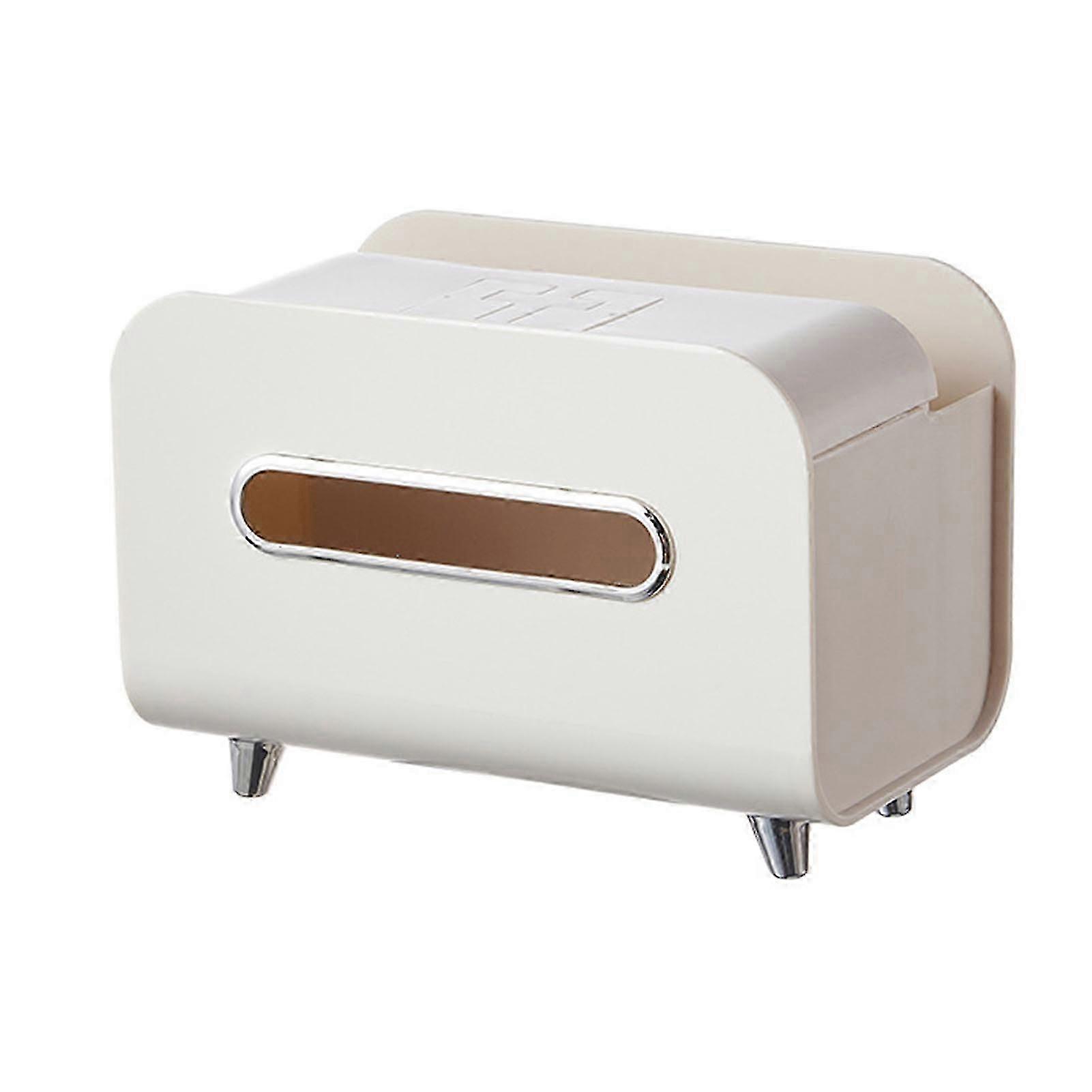 Desktop Tissue Box Multifunction Tissue Storage Dispenser with Phone Holder Remote Control Organizer