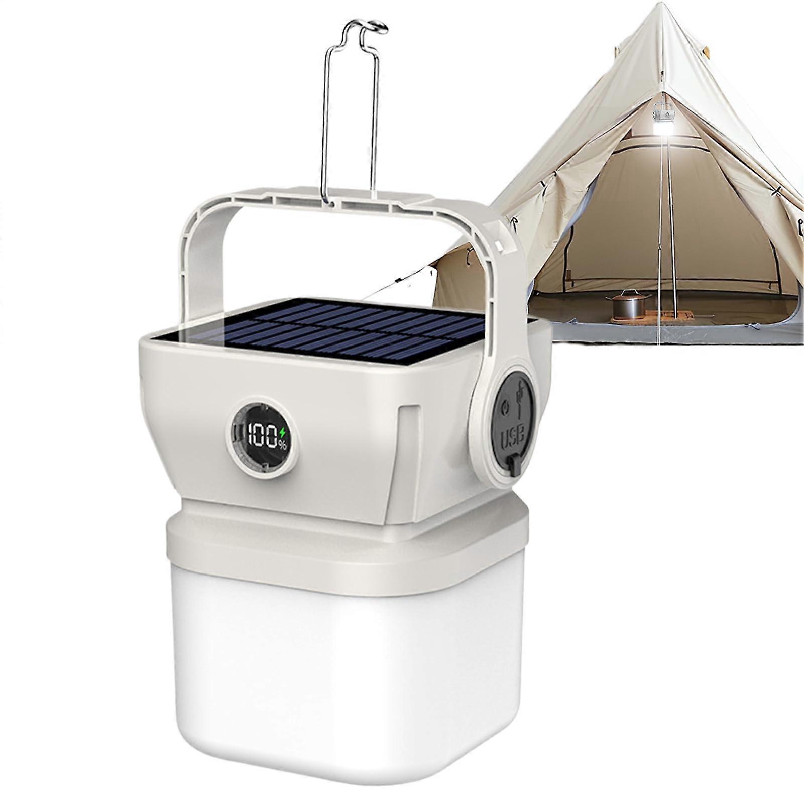 Solar Camping Lantern with Solar and USB Charging, Waterproof Foldable LED Light for Hiking