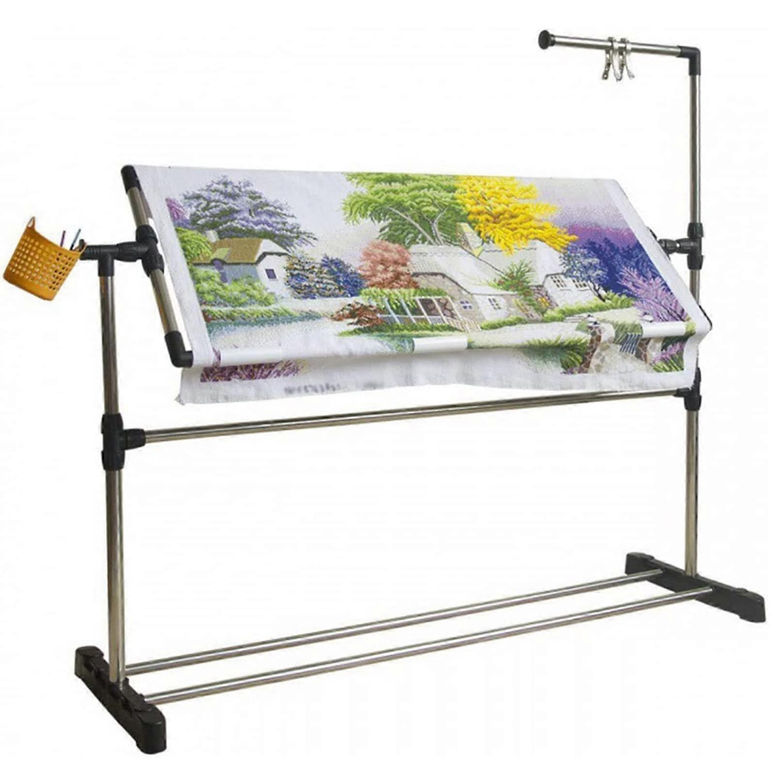 Adjustable Embroidery Stand with 360° Rotatable Height Adjustable Cross Stitch Frame and Tool Bar