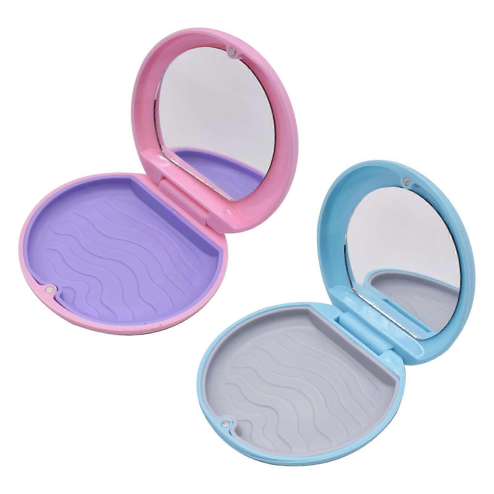 Retainer Case with Magnetic Secure Closure and BuiltIn Mirror, 2 Pack Pink and Blue