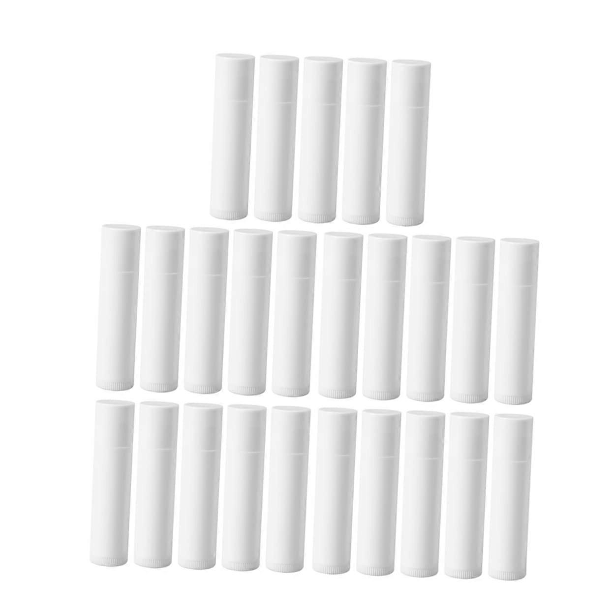 25pcs Empty Lip Balm Tubes Plastic Refillable Lip Gloss Containers with Caps for DIY Cosmetics