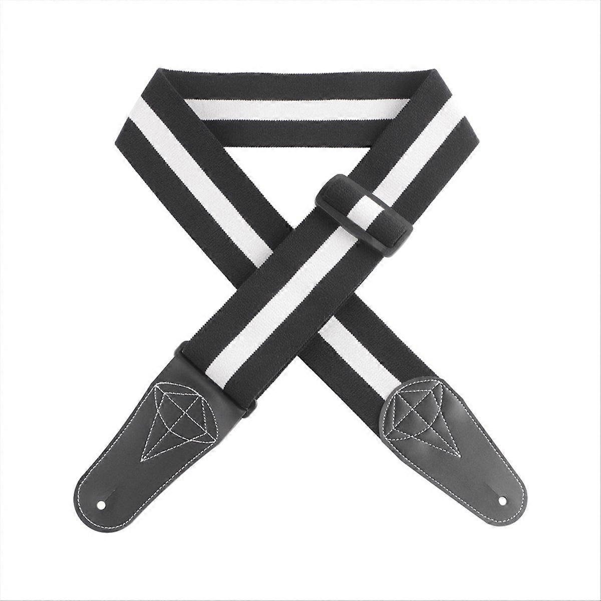 Guitar Strap Soft Adjustable Acoustic Guitar Strap Black & White