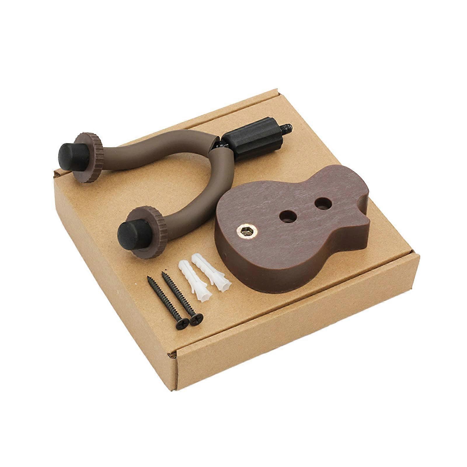 Wood Guitar Wall Mount Hanger with Scratch Padded Hooks, Secure VShaped Hold, Includes Screws