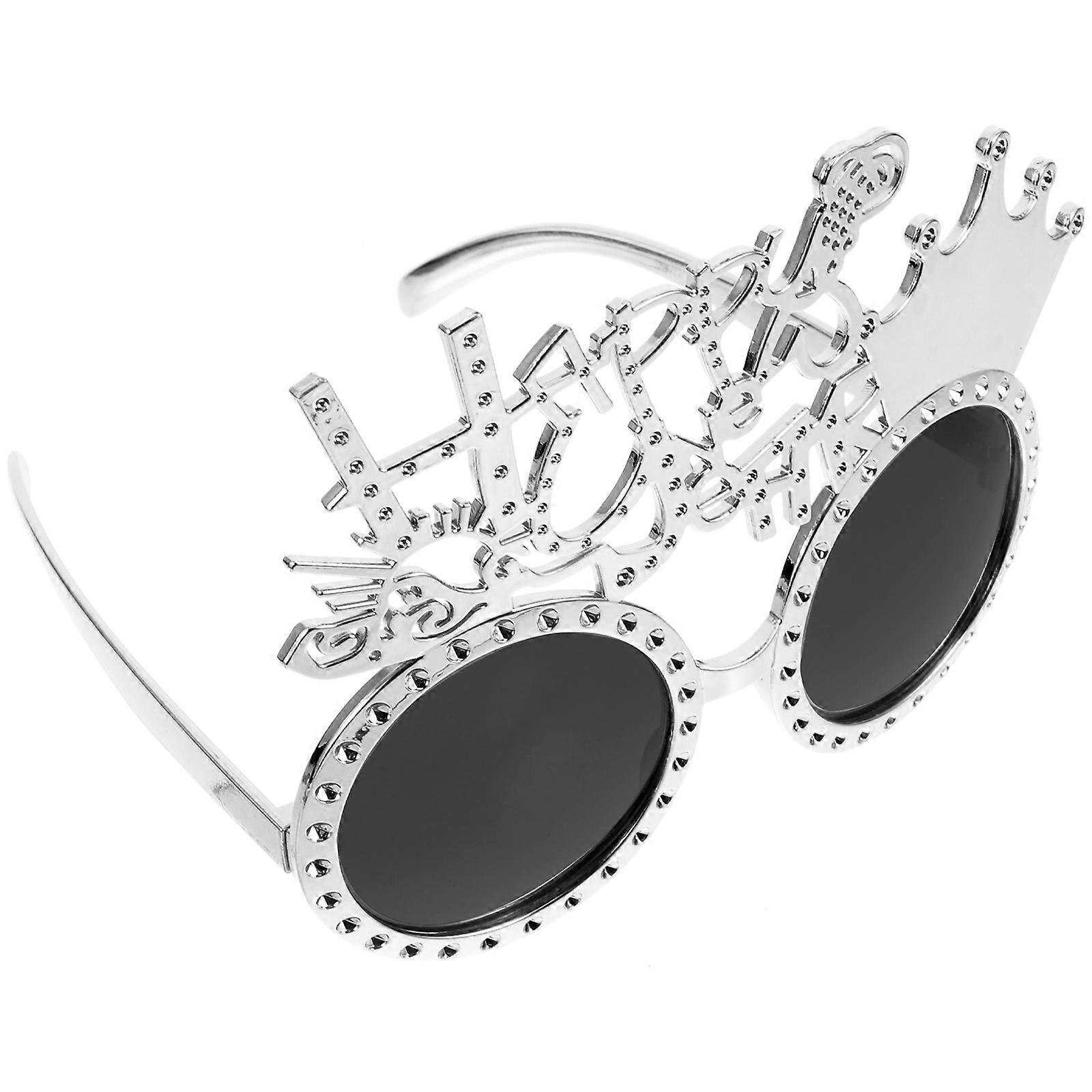 Cerebration New Year Eyeglass Props Round Shape For Festive Atmosphere 1Set