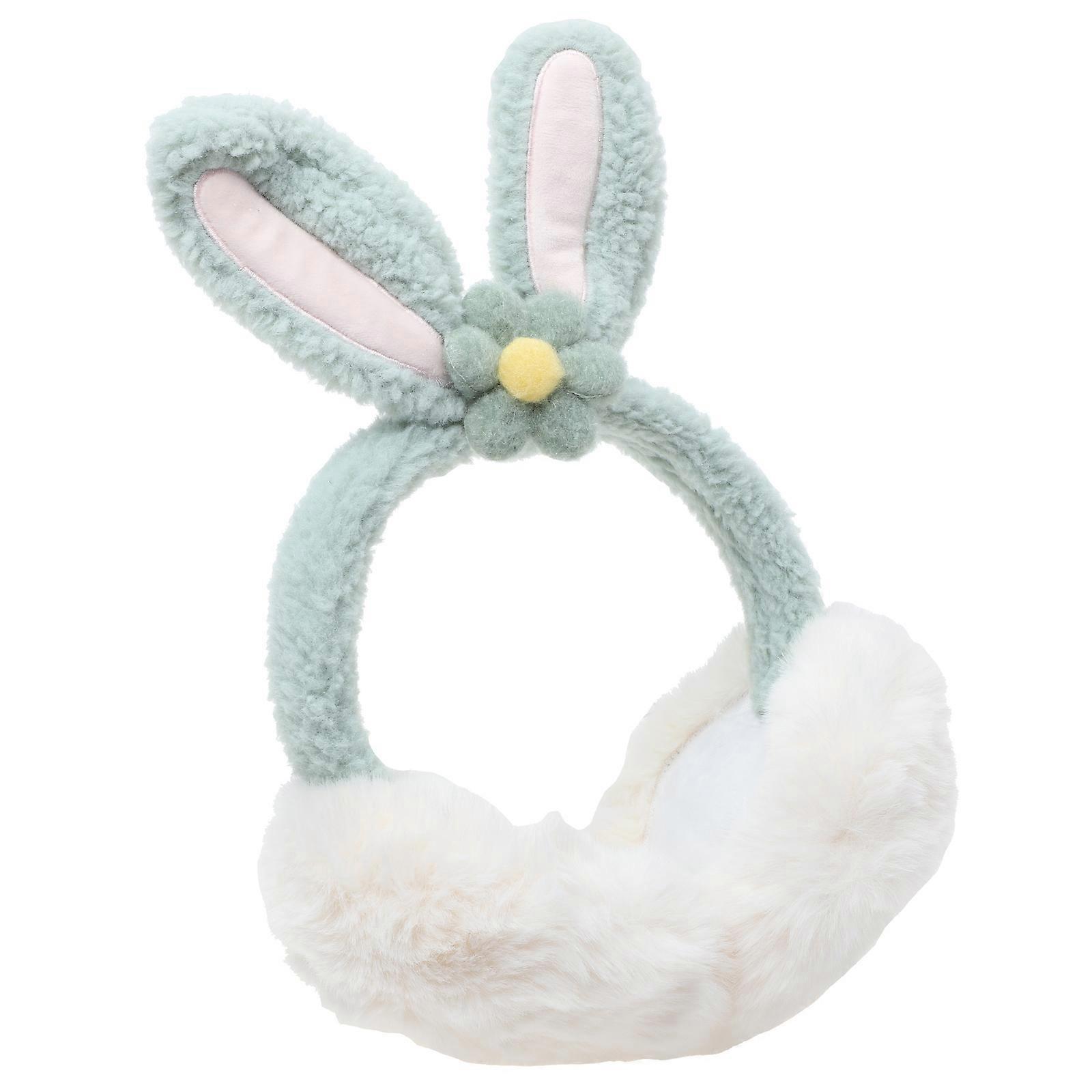 Warm Plush Ear Muff Rabbit Ear Modeling for Outdoor Use 1Pcs Green
