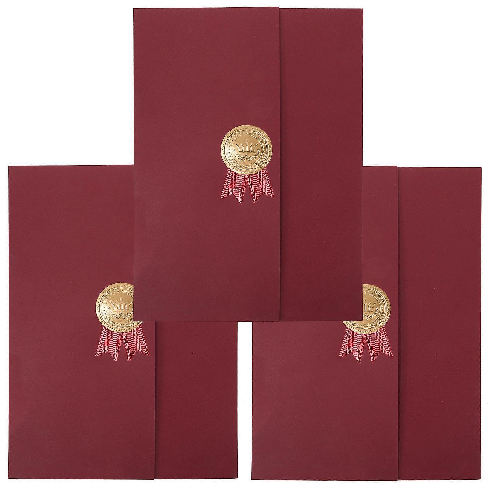 Three-Fold Certificate Holder Honor Cover for 3Pcs Paper Document Envelopes