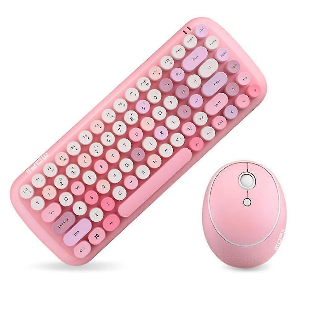 Wireless Round Key Keyboard And Mouse Combo Set Cartoon Kit