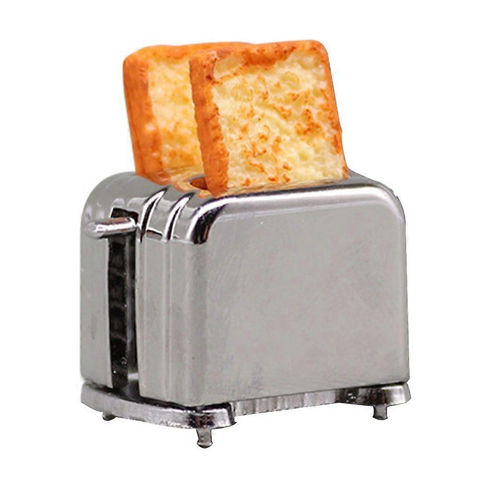 Mini Bread Machine Model Miniature Alloy Toaster Mini House Accessory Decor