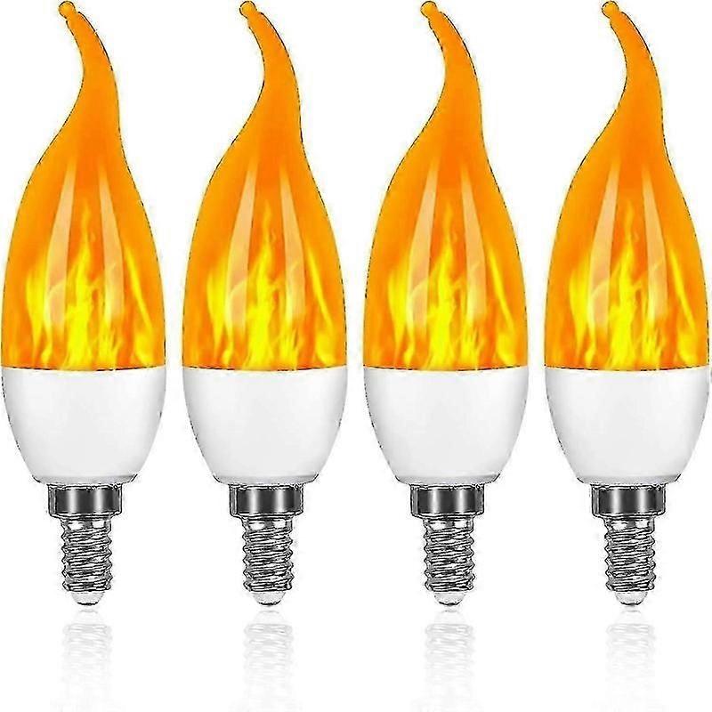 LED bulb E14 3W 4-pack flame effect for warm lighting