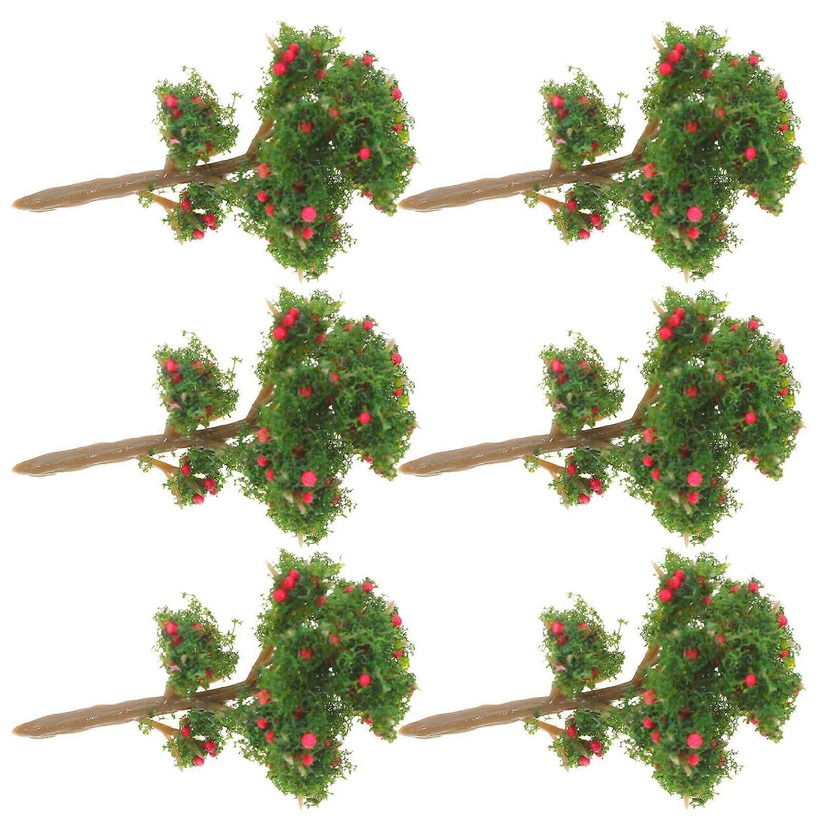 Fruit Tree Miniature Artificial Tree Model for Diorama Decoration 6Pcs
