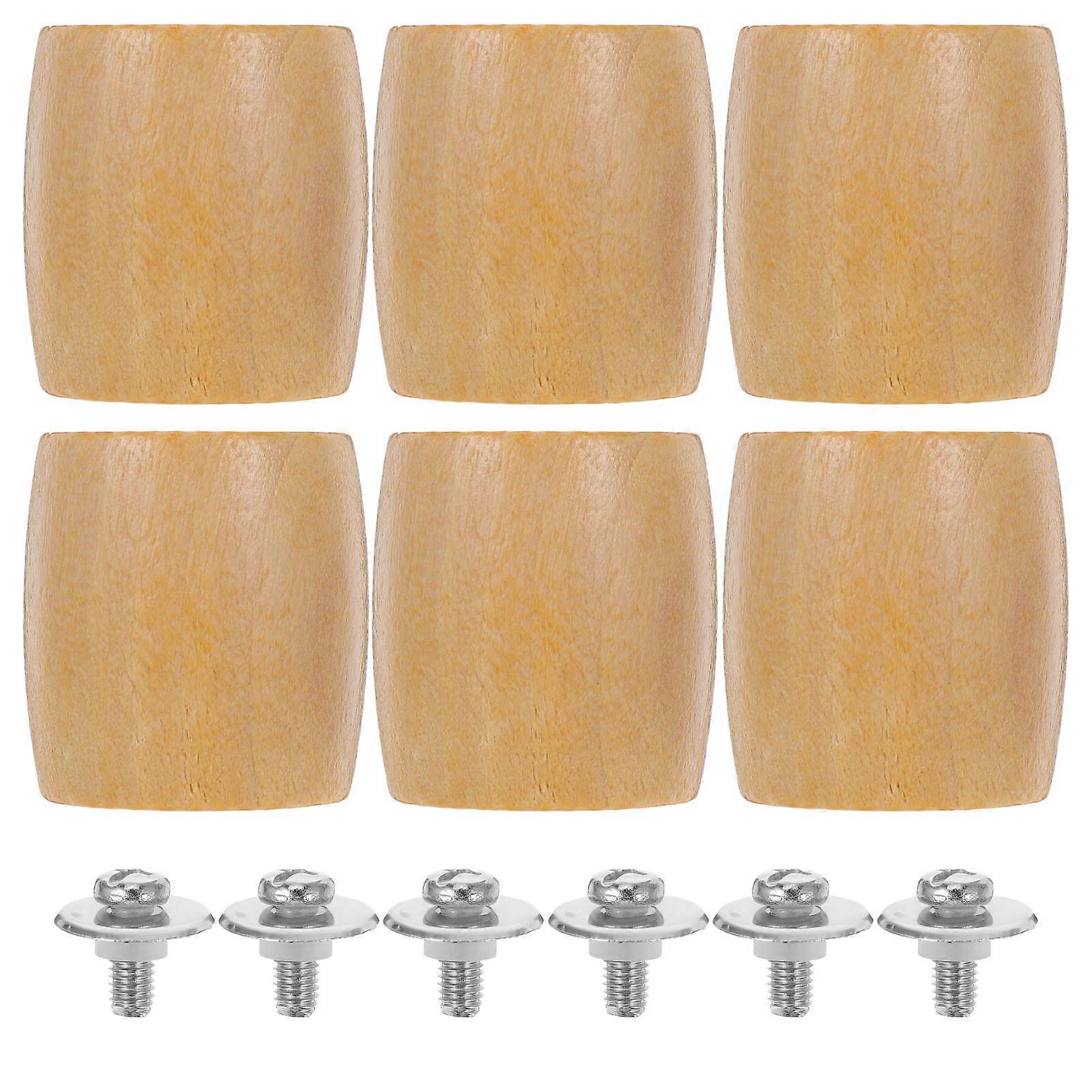 Khaki Universal Pot Handle Replacement 6Pcs Wood Lid Knobs for Cooking