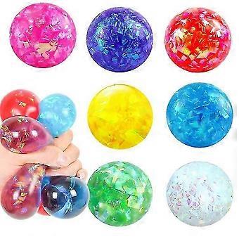 Squishy Glitter Ball Toy, 6cm Random Color TPU Stress Ball with Confetti, Cute Squeeze Ball for Party Favors & Anxiety Relief